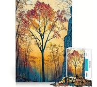Adult Jigsaw Puzzle1000 Pieces Autumn Forest Silhouette Premium Cut Play Focus Fun Game Idle Fun Time Xmas Leisure Gift (38x52cm)