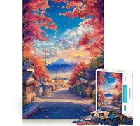 Adult Jigsaw Puzzle1000 Pieces Autumn Path to Fuji Exact Cut Art Brain Activity Fun Relax Time Game Christmas Home Art (38x52cm)
