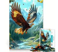Adult Jigsaw Puzzle1000 Pieces Bald Eagle in Flight Exact Cut Art Brain Activity Fun Relax Time Game Christmas Home Art (50x75cm)