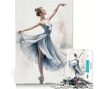 Adult Jigsaw Puzzle1000 Pieces Ballet Dancer in Blue Flawless Fit Art Smart Play Gift Slow Game Play Christmas Art Gift (38x26cm)