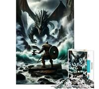 Adult Jigsaw Puzzle1000 Pieces Barbarian Vs Dragon Difficult And Challenge Learning Educational Relaxing Games for Age 14+ Game (38x26cm)