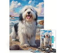 Adult Jigsaw Puzzle1000 Pieces Beachside Canine Joy Premium Cut Fun Mind Exercise Toy Chill Game Play Birthday Decor Gift (38x26cm)