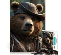 Adult Jigsaw Puzzle1000 Pieces Bear Pirate Captain Premium Cut Fun Mind Exercise Toy Chill Game Play Birthday Decor Gift (38x26cm)