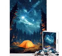 Adult Jigsaw Puzzle1000 Pieces Beautiful Camping Night Educational Toy Art Work Gift Educational Game with Matching Poster And Trivia Sheet Size 38x26cm