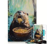 Adult Jigsaw Puzzle1000 Pieces Beaver Noodle Feast Premium Cut Fun Mind Exercise Toy Chill Game Play Birthday Decor Gift (38x52cm)