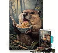 Adult Jigsaw Puzzle1000 Pieces Beaver's Noodle Feast Premium Cut Fun Mind Exercise Toy Chill Game Play Birthday Decor Gift (38x26cm)