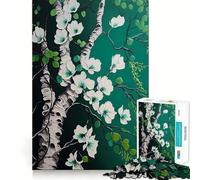 Adult Jigsaw Puzzle1000 Pieces Birch Tree White An Green Premium Cut Fun Mind Exercise Toy Chill Game Play Birthday Decor Gift (38x26cm)