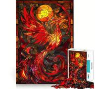 Adult Jigsaw Puzzle1000 Pieces Bird Phoenix Stain Glass Premium Cut Fun Mind Exercise Toy Chill Game Play Birthday Decor Gift (50x75cm)