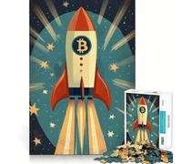Adult Jigsaw Puzzle1000 Pieces Bitcoin Rocket Vintage BTC Crypto Premium Cut Fun Mind Exercise Toy Chill Game Play Birthday Decor Gift (50x75cm)