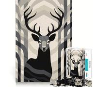 Adult Jigsaw Puzzle1000 Pieces Black And White Deer Premium Cut Fun Mind Exercise Toy Chill Game Play Birthday Decor Gift (38x52cm)