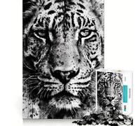Adult Jigsaw Puzzle1000 Pieces Black And White Tiger Premium Cut Fun Mind Exercise Toy Chill Game Play Birthday Decor Gift (50x75cm)