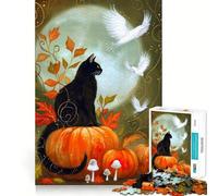 Adult Jigsaw Puzzle1000 Pieces Black Cat And White Birds Premium Cut Fun Mind Exercise Toy Chill Game Play Birthday Decor Gift (50x75cm)