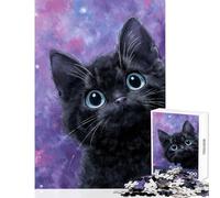 Adult Jigsaw Puzzle1000 Pieces Black Cat with Galaxy Background Educational Game A Work of Art Toy Wall Decor Unique Gifts for Birthday And Christmas (75X50CM)