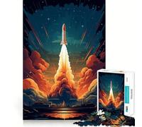 Adult Jigsaw Puzzle1000 Pieces Blast Off Space Rocket Clean Edge Game, Focus Building Toy, Slow Play Fun, Xmas Leisure Gift (38x52cm)