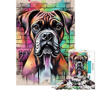 Adult Jigsaw Puzzle1000 Pieces Boxer Dog Graffiti Puzzles for Adults Hands-on Game Wall Art Deal As Gifts for The Whole Family (Size 75x50cm)