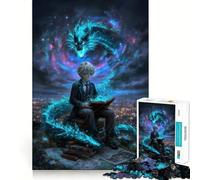 Adult Jigsaw Puzzle1000 Pieces Boy Reading with Dragon Spirit Tight Cut Fun Problem Solving Toy Leisure Fun Time Birthday Decor Gift (50x75cm)