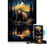 Adult Jigsaw Puzzle1000 Pieces Brown Bear Grizzly Nature Tight Cut Fun Problem Solving Toy Leisure Fun Time Birthday Decor Gift (38x26cm)