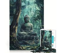Adult Jigsaw Puzzle1000 Pieces Buddha Statue in A Forest Flawless Edge Fun Mental Focus Game Quiet Fun Play Xmas Decor Gift (38x52cm)