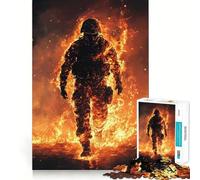 Adult Jigsaw Puzzle1000 Pieces Burning Soldier Flawless Edge Fun Mental Focus Game Quiet Fun Play Xmas Decor Gift (38x52cm)