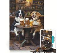 Adult Jigsaw Puzzle1000 Pieces Canine Cheers at The Pub Flawless Edge Fun Mental Focus Game Quiet Fun Play Xmas Decor Gift (38x26cm)
