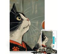 Adult Jigsaw Puzzle1000 Pieces Cat Eating Onigiri Flawless Edge Fun Mental Focus Game Quiet Fun Play Xmas Decor Gift (38x26cm)