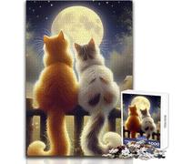 Adult Jigsaw Puzzle1000 Pieces Cats Under The Moon Perfect for Calm Leisure Hours High Grade Precise Cut Play Toy Size 50x75cm