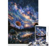 Adult Jigsaw Puzzle1000 Pieces Celestial Sunflower Field at Twilight Practical Game for The Whole Family Home Decoration Toys Train Your Brain And Hands (38X52CM)