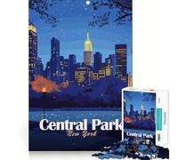 Adult Jigsaw Puzzle1000 Pieces Central Park at Night, New York Tight Cut Fun Problem Solving Toy Leisure Fun Time Birthday Decor Gift (38x26cm)