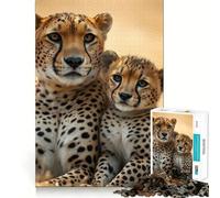 Adult Jigsaw Puzzle1000 Pieces Cheetah Mother And Cub Tight Cut Fun Problem Solving Toy Leisure Fun Time Birthday Decor Gift (38x26cm)