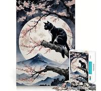 Adult Jigsaw Puzzle1000 Pieces Cherry Blossom Cat Tight Cut Fun Problem Solving Toy Leisure Fun Time Birthday Decor Gift (50x75cm)