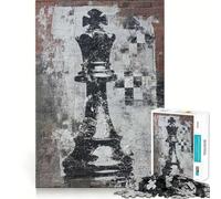 Adult Jigsaw Puzzle1000 Pieces Chess King Graffiti on Brick Wall Tight Cut Fun Problem Solving Toy Leisure Fun Time Birthday Decor Gift (50x75cm)