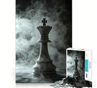 Adult Jigsaw Puzzle1000 Pieces Chess King in Smoke Tight Cut Fun Problem Solving Toy Leisure Fun Time Birthday Decor Gift (50x75cm)