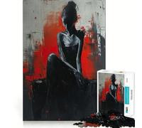 Adult Jigsaw Puzzle1000 Pieces Chic Red Portrait Tight Cut Fun Problem Solving Toy Leisure Fun Time Birthday Decor Gift (50x75cm)