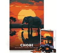 Adult Jigsaw Puzzle1000 Pieces Chobe National Park Botswana Elephant Sunset Clean Cut Piece Mind Exercise Toy Free Time Game Christmas Home Art (38x26cm)