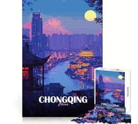 Adult Jigsaw Puzzle1000 Pieces Chongqing China Cityscape at Night Clean Cut Piece Mind Exercise Toy Free Time Game Christmas Home Art (50x75cm)
