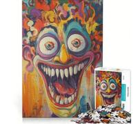 Adult Jigsaw Puzzle1000 Pieces Crazy Clown Painting, Practical Game, Staycation Kill Time, with Matching Poster And Trivia Sheet 38x26cm