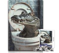 Adult Jigsaw Puzzle1000 Pieces Crocodile Alligator Toilet Perfect for Calm Leisure Hours High Grade Precise Cut Play Toy Size 38x26cm