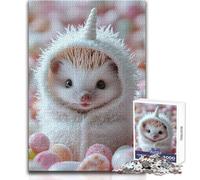 Adult Jigsaw Puzzle1000 Pieces Cute Hedgehog in Unicorn Costume Perfect for Calm Leisure Hours High Grade Precise Cut Play Toy Size 50x75cm
