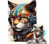 Adult Jigsaw Puzzle1000 Pieces Cyborg Cat Machine Head Puzzles for Adults Hands-on Game Wall Art Deal As Gifts for The Whole Family (Size 75x50cm)