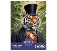 Adult Jigsaw Puzzle1000 Pieces Dapper Tiger in Top Hat And Suit Puzzles for Adults Relaxing Games Staycation Kill Time for Birthday, Chrismas 70x50cm/1000pcs
