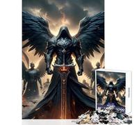 Adult Jigsaw Puzzle1000 Pieces Dark Angel Warrior Sword Puzzle For Teenagers Staycation Kill Time for Birthday, Chrismas Birthday Present, Gifts, (38x26cm)