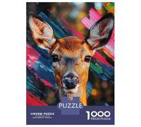 Adult Jigsaw Puzzle1000 Pieces Deer Portrait with Abstract Background Adult Jigsaw Puzzle Anti-Stress Toys Enhance Memory Deal As Gifts for The Whole Family 70x50cm/1000pcs