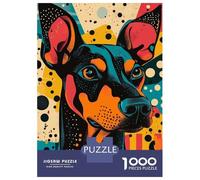 Adult Jigsaw Puzzle1000 Pieces Dog Portrait in Retro Style Bold Doberman in Dynamic Pop Art Style Puzzles for Adults Relaxing Games Staycation Kill Time for Birthday, Chrismas 70x50cm/1000pcs