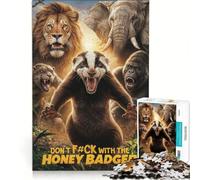 Adult Jigsaw Puzzle1000 Pieces Dont F With Honey Badger, Practical Game, Staycation Kill Time, with Matching Poster And Trivia Sheet 38x26cm