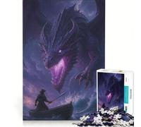 Adult Jigsaw Puzzle1000 Pieces Dragon Confrontation on A Stormy Sea, Practical Game, Staycation Kill Time, with Matching Poster And Trivia Sheet 38x52cm