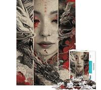 Adult Jigsaw Puzzle1000 Pieces Dragon Geisha Samurai Jigsaw Puzzle Hands-on Game Difficult Challenge Deal As Gifts for The Whole Family (size 50x75cm)