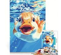Adult Jigsaw Puzzle1000 Pieces Duckling Swimming Underwater, Practical Game, Staycation Kill Time, with Matching Poster And Trivia Sheet 50x75cm