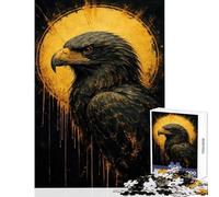 Adult Jigsaw Puzzle1000 Pieces Eagle Portrait with Golden Halo Educational Game Suitable for Couples Anti-Stress Toys Train Your Brain And Hands (75X50CM)