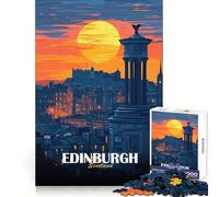 Adult Jigsaw Puzzle1000 Pieces Edinburgh Scotland Cityscape at Sunset Clean Cut Piece Mind Exercise Toy Free Time Game Christmas Home Art (50x75cm)