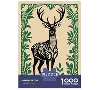 Adult Jigsaw Puzzle1000 Pieces Elegant Deer with Floral Frame Puzzles for Adults Relaxing Games Staycation Kill Time for Birthday, Chrismas 70x50cm/1000pcs
